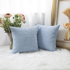 Home Brilliant Blue Throw Pillow Covers Set Supersoft Corduroy Decorative Pillow Covers Velvet Cushion Cover for Bed, 18x18 Inch, Baby Boy Blue