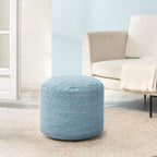 Anji Mountain Pouf Ottoman Foot Rest, Handmade Ottoman Pouf, Comfortable Foot Stool, Decorative Floor Seating for Living Room Decor, Bedroom & Home Décor Accent - Blue