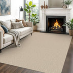 EARTHALL Washable Area Rugs 5x7 Ft Non Slip Living Room Rugs Cotton Rubber Backed Dining Room Rug Braided Bedroom Rugs Indoor Outdoor Floor Carpet for Living Room, Bedroom, Dining Room, Send/Beige