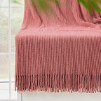 inhand Coral Pink Chunky Chenille Throw Blanket for Couch Bed, Mothers Day/Mom Birthday Gifts for Mom from Daughter Son,Soft Boho Knitted Blanket,Cozy Decor for Living Room,60"x80",Extra Thick