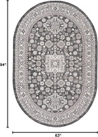 Rugs.com Outdoor Aztec Collection Rug – 5' x 8' Oval Charcoal Gray Flatweave Rug Perfect for Living Rooms, Large Dining Rooms, Open Floorplans