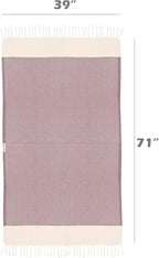 Bazaar Anatolia Turkish Beach Towel 100% Cotton Bath Towels 71x39 Quick Dry Sand Free Lightweight Large Oversized Herringbone Maroon