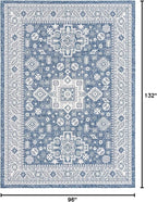 Rugs.com Outdoor Aztec Collection Rug – 8' x 11' Blue Flatweave Rug Perfect for Living Rooms, Large Dining Rooms, Open Floorplans