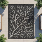Washable Indoor Outdoor Rug 9x12 Modern Area Rugs Branch Pattern Non Shedding Waterproof Easy Clean Patio Deck Porch Living Room Bedroom Garden RV (9 X 12 Dark Gray)