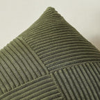Topfinel Olive Green Decorative Throw Pillow Covers Set of 2 18x18 Inches for Couch Bed Sofa, Boho Aesthetic Home Decor, Soft Corduroy Striped Patchwork Windmill Textured Cushion Cases 45x45 cm