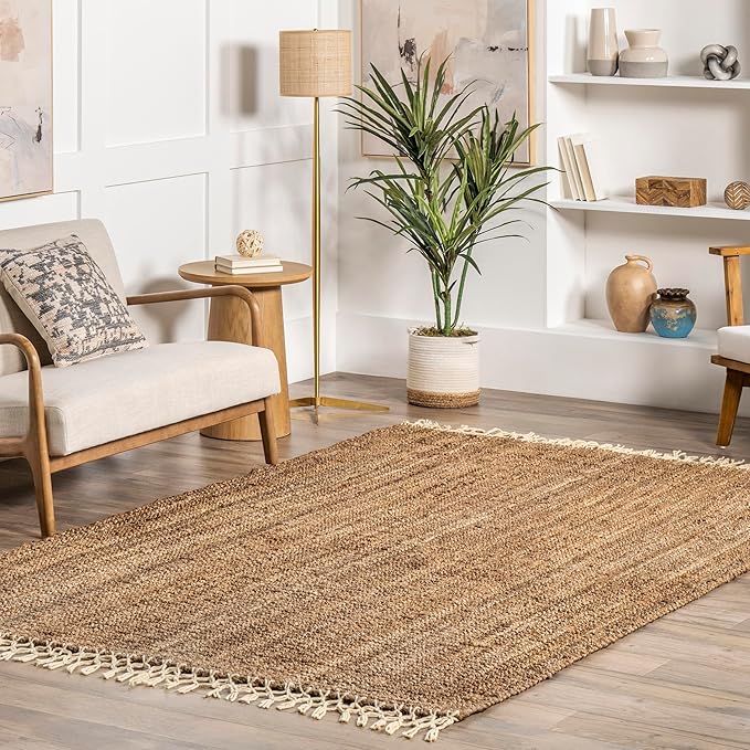 nuLOOM Raleigh Farmhouse Jute Tasseled Area Rug, 8x10, Natural