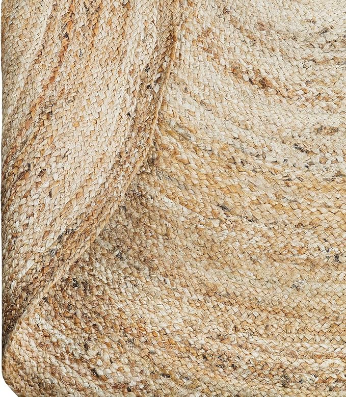 KEMA Natural 3ft Jute Braided Round Area Rug,Handmade Reversible Boho Farmhouse Rug, Rustic Vintage Handwoven Carpet for Living Room, Bedroom, Entryway