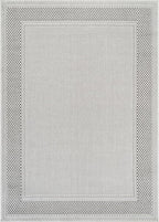 CAMILSON Easy Jute Rug 10x14, Indoor Outdoor Off-White Color Fiber Area Rugs for Living Room Patio and Dining Room Rug, Bordered Boho Woven Design, Easy-Cleaning, Washable Outside Carpet (10 x 14)