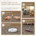 8x10 Geometric Figure Easy Jute Area Rug for Living Room Large Scalloped Washable Indoor Outdoor Carpet Farmhouse Patio Office Mat Geometric Non Slip Black Carpet for Backyard Dining Room
