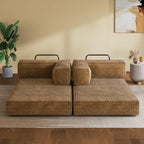 WLIVE 71'' Futon Sofa Bed, Convertible Sleeper Sofa, Folding Pull Out Couch Boneless Mattress with Fixed Frame, Corduroy, Brown