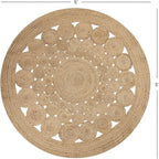 · REDEARTH · Round Area Rug - 5 Feet Braided Scalloped Abaca Embrace Natural Jute Rug- Artisan Made Boho Jute Patterned Rugs for Bedroom, Kitchen, Living Room, Farmhouse, Handmade Vintage Décor