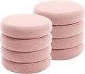 Flouki 20.1" Storage Ottoman Round, Vanity Stools for Bedroom, Entryway Ottoman for Console Table, Ottoman Stool for Girls Women, Foot Stool for Living Room Set of 2, Sherpa Pink