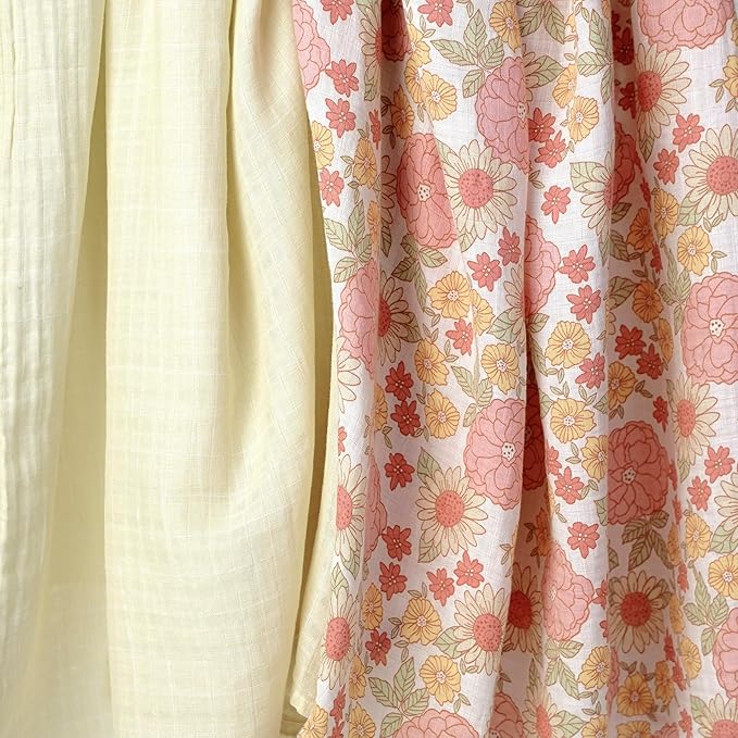 Gerber Baby Unisex 2-Pack Muslin Blanket, Retro Floral, One Size