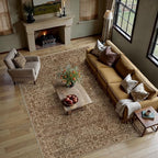 HUGEAR Area Rug 6x9 Brick Red Machine Washable Living Room Rugs Distressed Vintage Floral Vacuumable Low Pile Carpet Bedroom Office Dining Room Laundry Room Non Slip Soft Lightweight