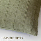 Foindtower Set of 2 Decorative Linen Check Throw Pillow Covers Neutral Farmhouse Lumbar Cushion Covers Modern Boho Home Decor for Sofa Chair Couch Bedroom Living Room,12×20 Inch,Sage Green