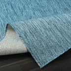 Washable Indoor Outdoor Rug Weather Resistant Carpet Modern Solid for Porch Deck Balcony Backyard Patio Rug 10x14 Aqua Blue
