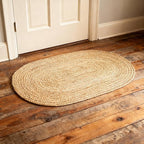 · REDEARTH · Oval Area Rug - 2'x3' Braided Natural Jute with Non-Skid Backing - Handwoven Boho Rug for Bedroom, Kitchen, Living Room - Farmhouse Aesthetic Home Decor - Durable Handmade Rug