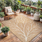 Washable Indoor Outdoor Rug 6x9 Modern Area Rugs Branch Pattern Non Shedding Waterproof Easy Clean Patio Deck Porch Living Room Bedroom Garden RV (6 X 9 Natural)