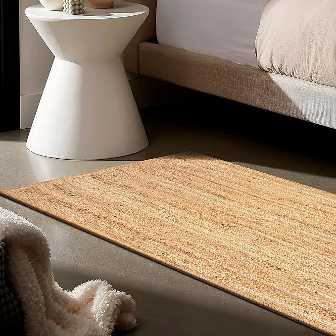 Jute Braided Runner Rug, Natural - 2x6 Feet, Farmhouse Hand Woven Coastal Runners for Hallways, Kitchen, Bedroom, Entry Door | Neutral Boho Beige Floor Carpet for Nursery, Balcony - 24x72 Inches