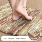 KIMODE Anti Fatigue Kitchen Mats for Floor 18"x28" Half Circle Cushioned Kitchen Floor Mats, Red Brown Abstract Kitchen Rug, Comfort Ergonomic Standing Desk Mat for Sink Laundry Office