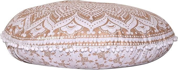 32" Ombre Mandala Bohemian Yoga Meditation Floor Pillow Cover Comfortable Home Cushion Couch Seating Large Zipped Throw Hippie Decorative Ottoman Boho Indian (Golden, 32 inches)