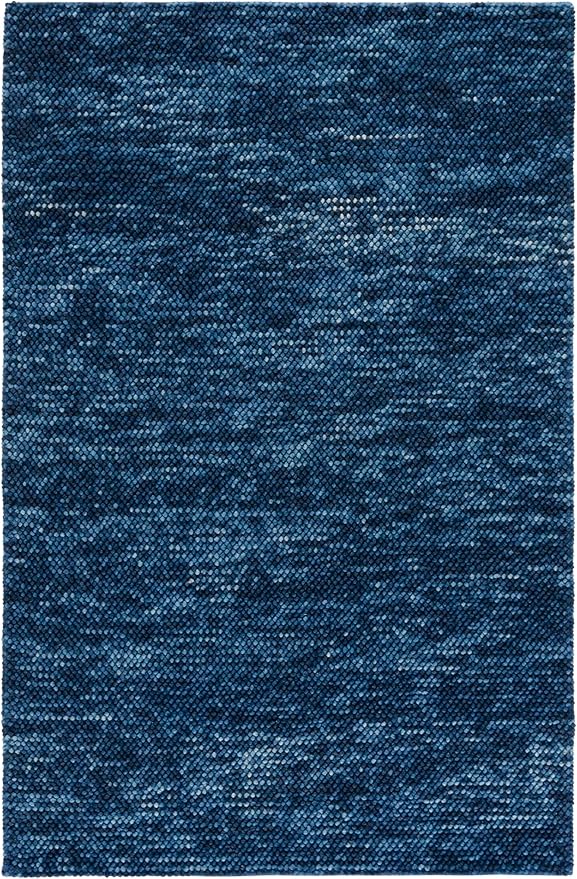 SAFAVIEH Area Rug 4x6 - Natura Collection - Navy & Blue, Handmade Wool Blend, Textured Design, Ideal for Living Room, Bedroom, Dining Space (NAT425N)