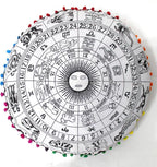 CRAFT KALA Large Round Bohemian Floor Pillow Pouf Cover Mandala Meditation Room Pillow Cover for Adults Boho Seating Poufs Cushion Cover for Kids Playroom 32" Round Black Zodiac