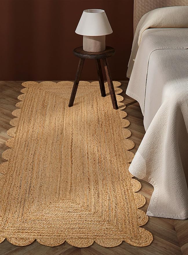 Hand Woven Jute Area Rug - 2.5' x 6' Feet - Rustic Beige Reversible Rectangular Rugs for Bedroom, Kitchen, Living Room - Vintage Natural Braided Entry Floor Décor Boho Jute Rug 30 X72 Inches