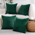 VAKADO Christmas Couch Decorative Throw Pillow Covers Corduroy 18x18 Set of 4 Dark Green Home Living Room Neutral Rustic Farmhouse Cushion Case Decor Boho Square for Bed Sofa