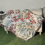 Snycler Flowers and Plants Throw Blanket for Bed 50 * 60inch Woven Blanket Cotton Polyester Farmhouse Decor for Indoor Outdoor Sofa Bedroom Garden，All Season （Spring）