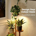 Bamworld Plant Stand Indoor with Grow Lights Plant Shelf 4 Tier Wood Plant Stand for Multiple Plants Tall Corner Plant Stands for Outdoor Round Flower Stand Plant Holder for Living Room Patio Garden Balcony