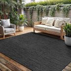 Washable Indoor Outdoor Rug 8x10 Weather Resistant Area Rugs Modern Solid for Porch Deck Balcony Backyard Patio Outside Carpet (8 X 10 Dark Grey)