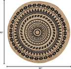 SAFAVIEH Natural Fiber Collection Area Rug - 5' Round, Black & Natural, Handmade Boho Mandala Braided Jute, Ideal for High Traffic Areas in Living Room, Bedroom (NF802K)