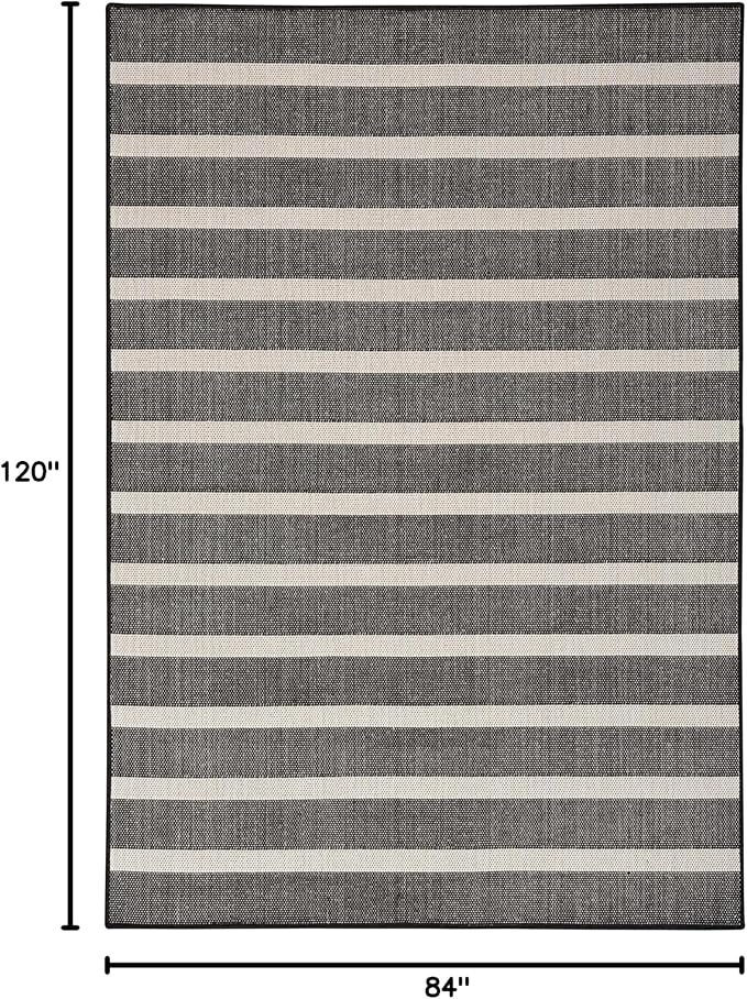 Nourison Home Positano Black Ivory 7' x 10' Area Rug - Easy Clean, Non Shedding, Bed Room, Living Room, Dining Room, Kitchen (7' x 10')