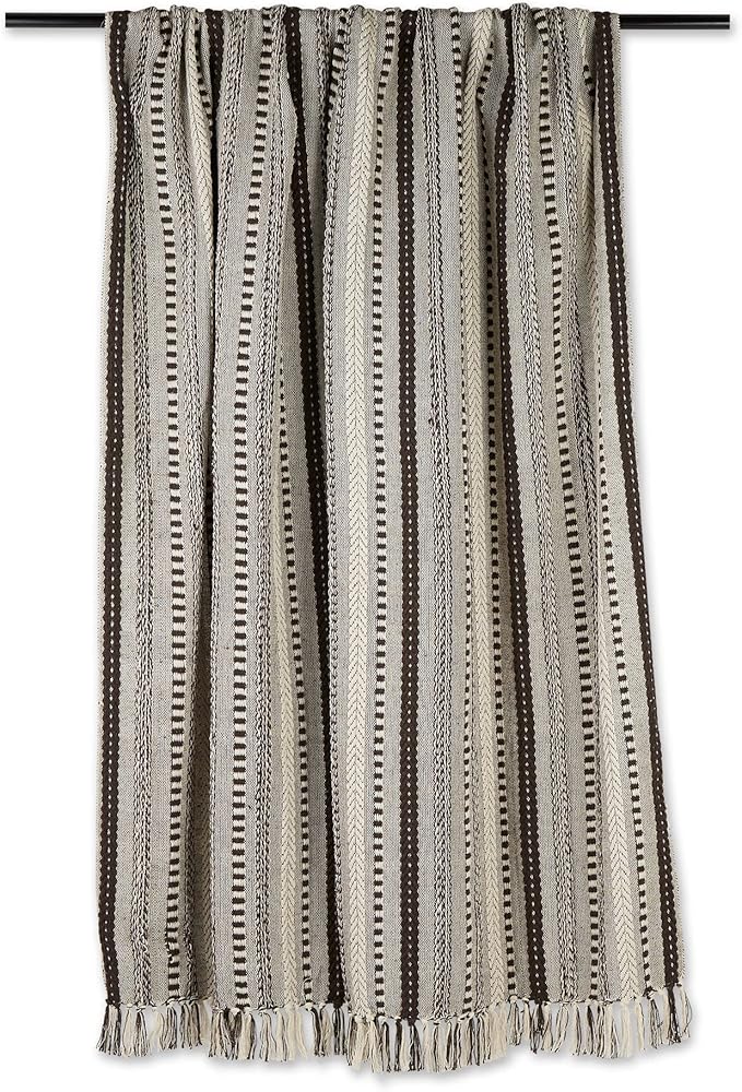 DII Braided Striped Decorative Throw Blanket, 50x60, Dark Brown
