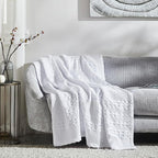 VHC Brands 100% Cotton Waffle Weave White Throw 50x60, Decorative Cotton Throw Blanket, Boho Farmhouse Bedroom, Living Room Decor for Bed, Couch, or Sofa