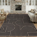 GarveeHome Easy Jute Rug 8x10 Rainbow Abstract Washable Non Slip Living Room Ultra-Thin Bedroom Rug, Non Skid Backing Accent Carpet for Dining Room Office