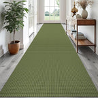 EARTHALL Runner Rug 3x18 Ft Washable Runners for Hallways Extra Long Woven Non Slip Entryway Runner Braided Kitchen Runner Indoor Outdoor Carpet Runners for Hotels, Officel, Stair, Green
