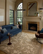 Loloi Chris Loves Julia Rue Collection RUE-02 Olive/Sage 8'-6" x 11'-6" Area Rug Jute Neutral Floral Living Room Bedroom Rug