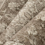 6x9 Area Rug Brown Washable Living Room Vintage Carpet Bedroom Distressed Large Non Slip Low Pile Thin Dining Room Office Medallion Accent Throw Rug