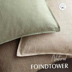Foindtower Pack of 2, Decorative Linen Solid Throw Pillow Covers Soft Accent Cushion Case Boho Farmhouse Pillowcase for Chair Couch Sofa Bedroom Living Room Home Decor 22 x 22 Inch Light Sage Green