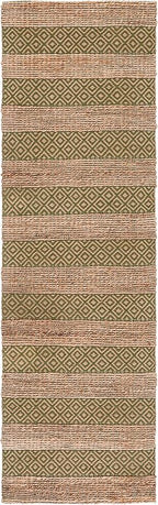 SAFAVIEH Natural Fiber Collection Runner Rug - 2'3" x 8', Green & Natural, Handmade Boho Farmhouse Rustic Jute & Cotton, Ideal for High Traffic Areas in Living Room, Bedroom (NFB653Y)