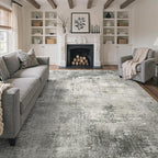 GENIMO 8x10 Area Rugs for Living Room, Machine Washable Non Slip Rugs, Low Pile Lightweight Modern Abstract Print Rug for Bedroom, Dining Room, Home Office, Distressed Grey