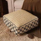 SUTAVIA Pouf Cover Ottoman Unstuffed Pouf Seat Footrest Decorative Storage Bean Bag Floor Chair for Home Decor Living Room Bedroom (Linen Decor, Square, 20" D x 20" W x 8" H)