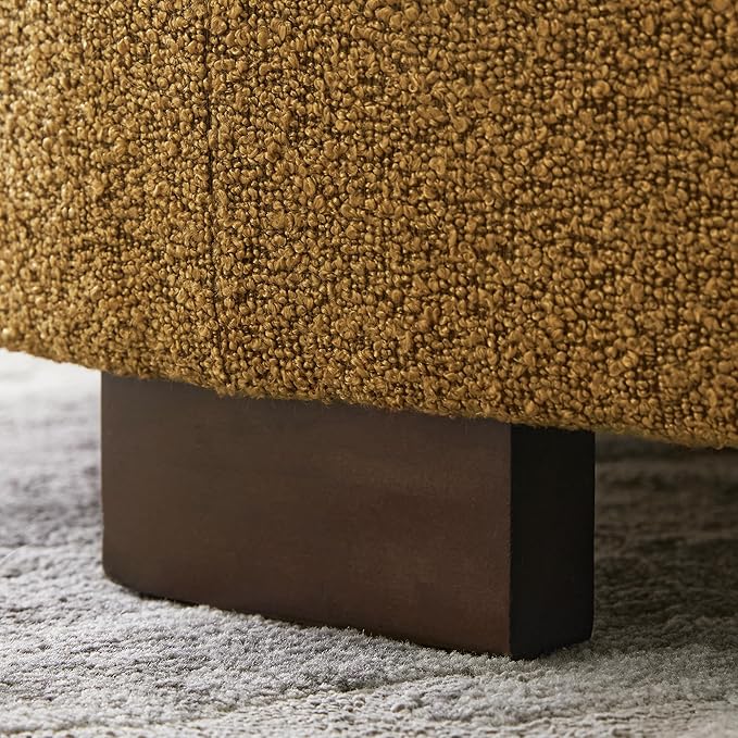 30 Inch Round Storage Ottoman, Ottoman Coffee Table with Lift Off Lid, Boucle Modern Ottomans with Storage for Living Room, Bedroom, Apartments (Yellow)