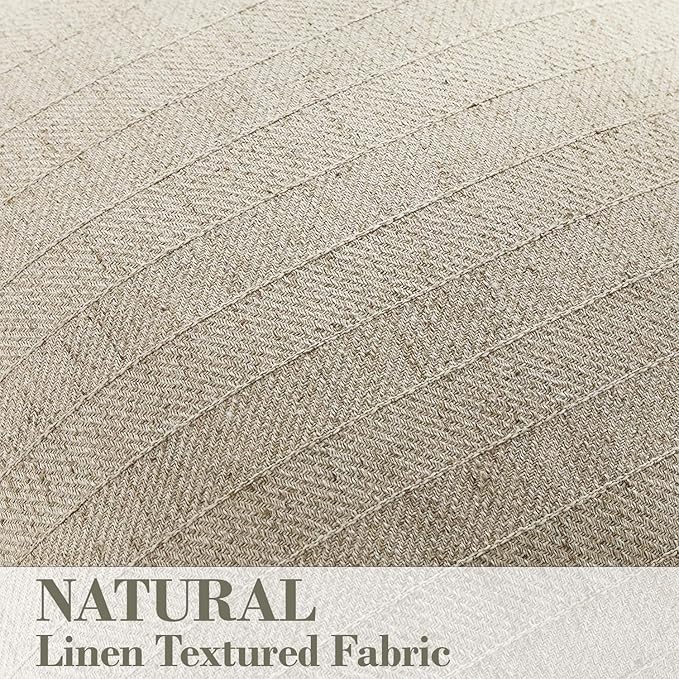 26x26 Linen Euro Sham Pillow Covers Natural Beige Pack of 2 Farmhouse Boho Neutral Accents Striped Textured Square Decorative Throw Pillow Cases for Living Room Couch Bed Home Decor