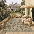 HUGEAR 8x10 Jute Outdoor Indoor Rug Washable Linen Textured Weave High Traffic Stain Resistant Non Slip Durable Carpet for Livingroom Patio Deck Balcony Courtyard (Animal, 8' x 10')