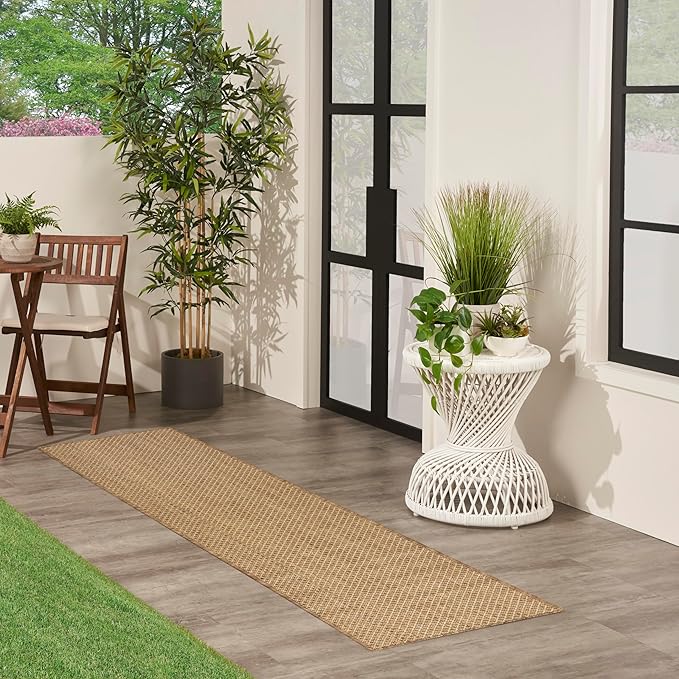 Nourison Home Courtyard Jute 2'2" x 8' Area Rug - Easy Clean, Non Shedding, Bed Room, Living Room, Dining Room, Kitchen (8' Runner)