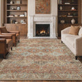 GENIMO 5x7 Area Rugs for Living Room, Machine Washable Non Slip Rugs, Low Pile Lightweight Print Rug for Bedroom, Dining Room, Home Office, Vintage Brick Red