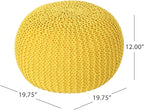 Christopher Knight Home Belle Knitted Cotton Pouf, Yellow